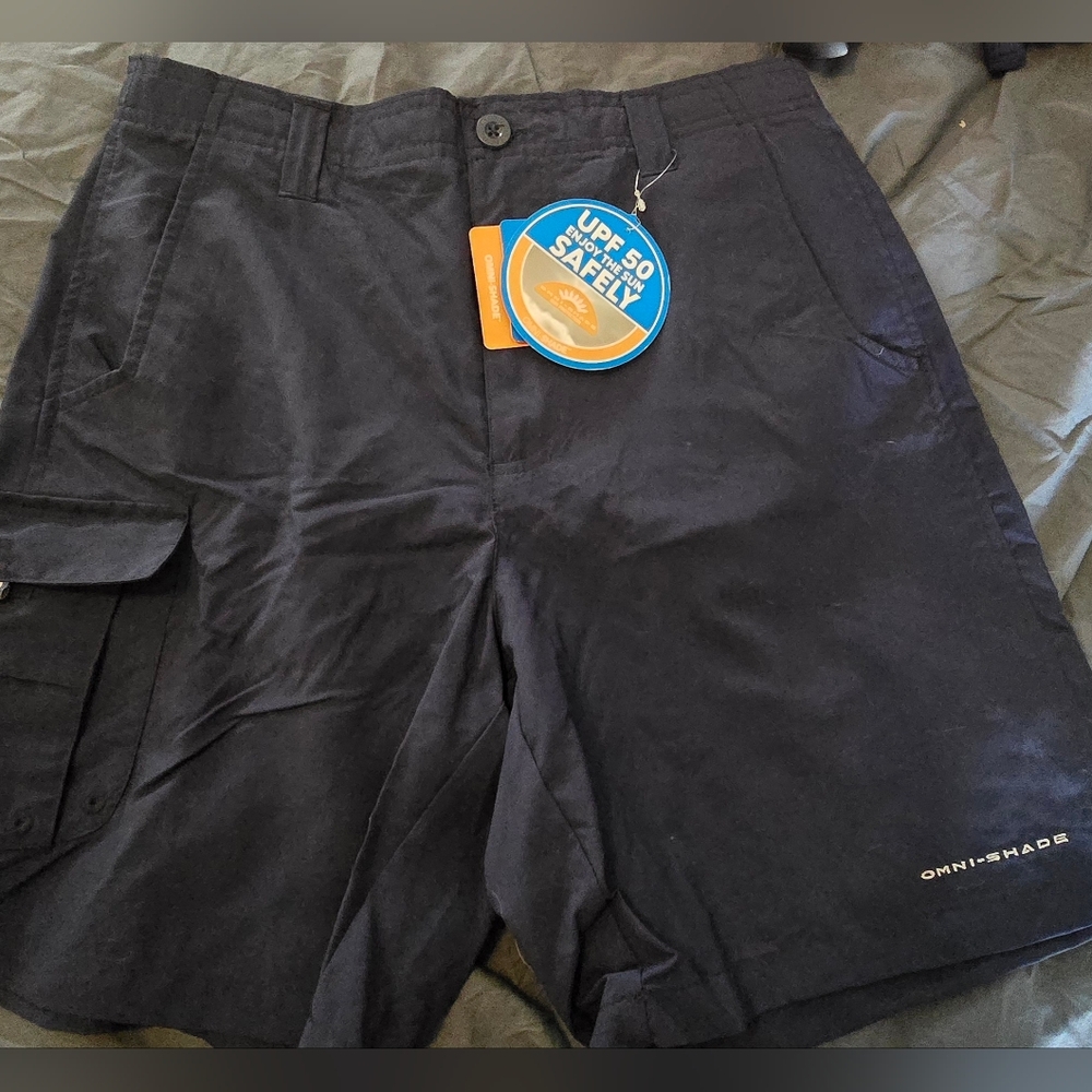 Columbia Sportswear Shorts Men's Sma Black 100% Nylon Pockets Elastic Waist Logo